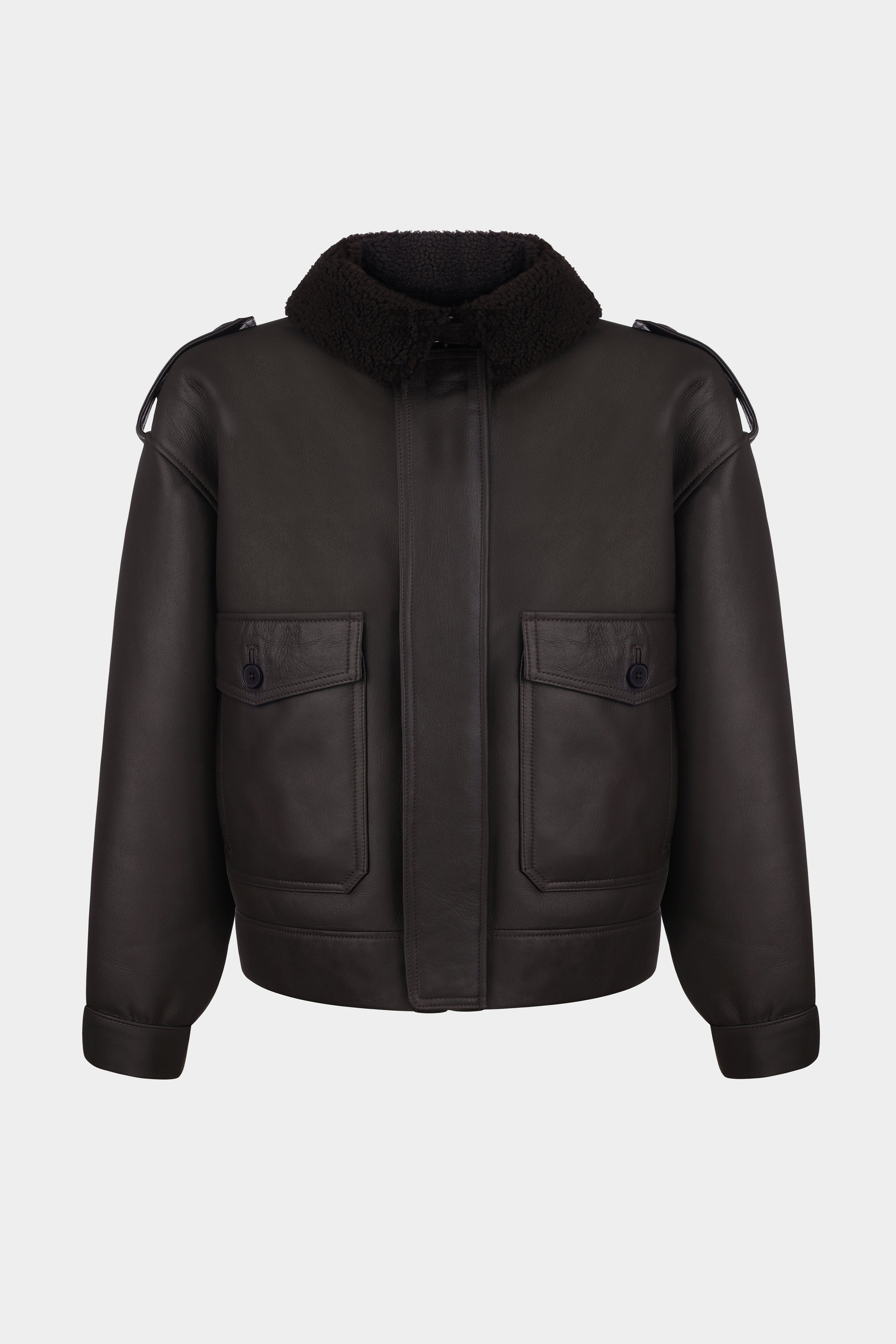 THOM SHEARLING BOMBER JACKET IN DARK BROWN (2307/2)
