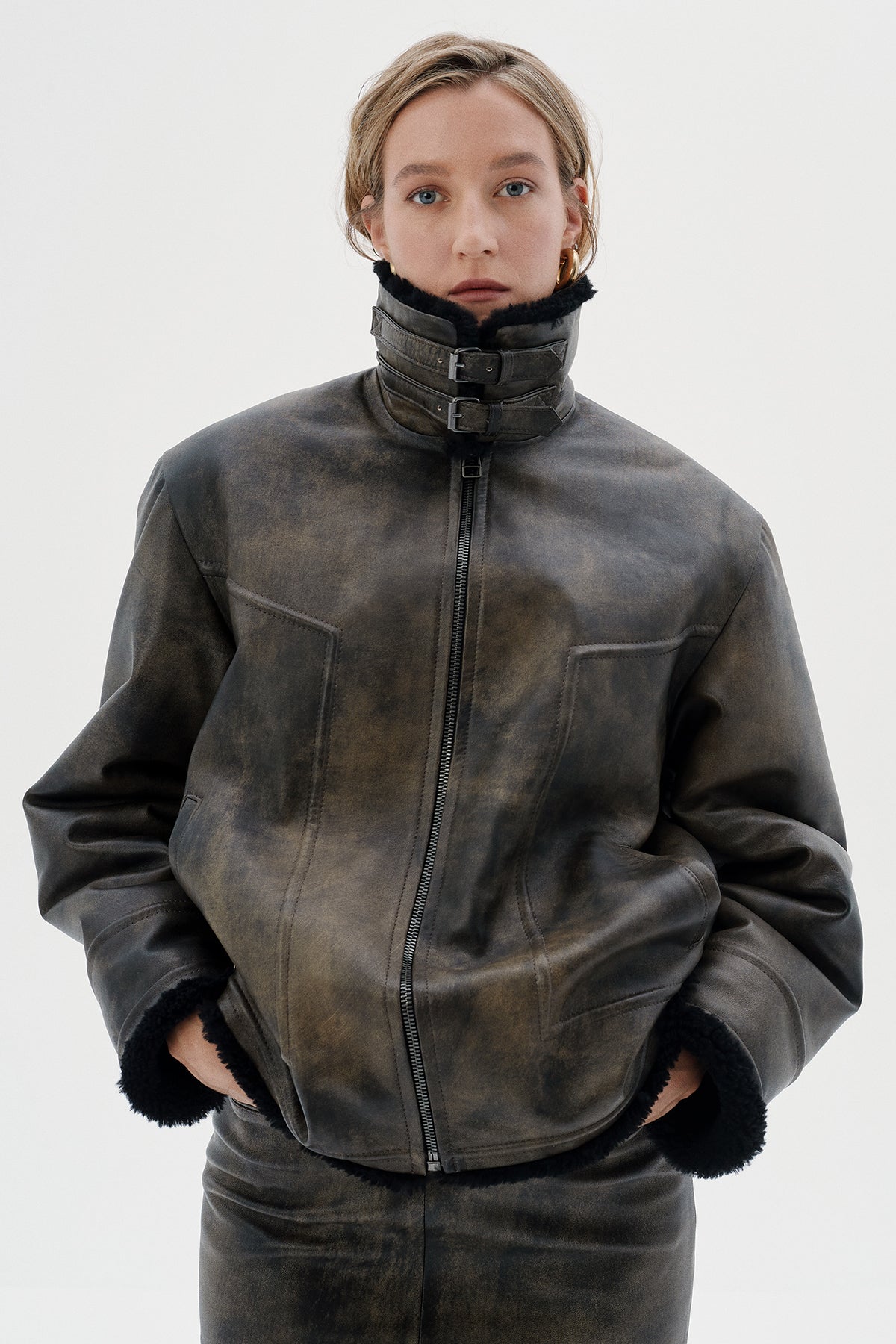 Polo shearling sale bomber jacket