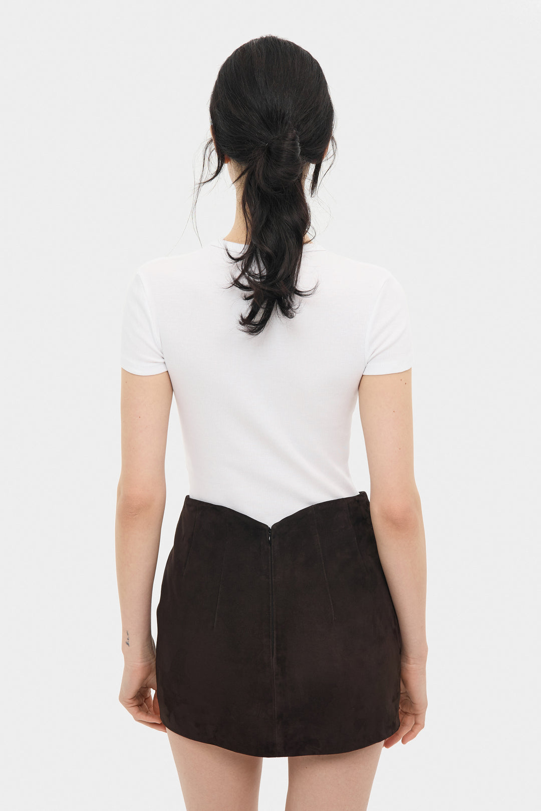 MACY SUEDE MINI SKIRT IN DARK BROWN