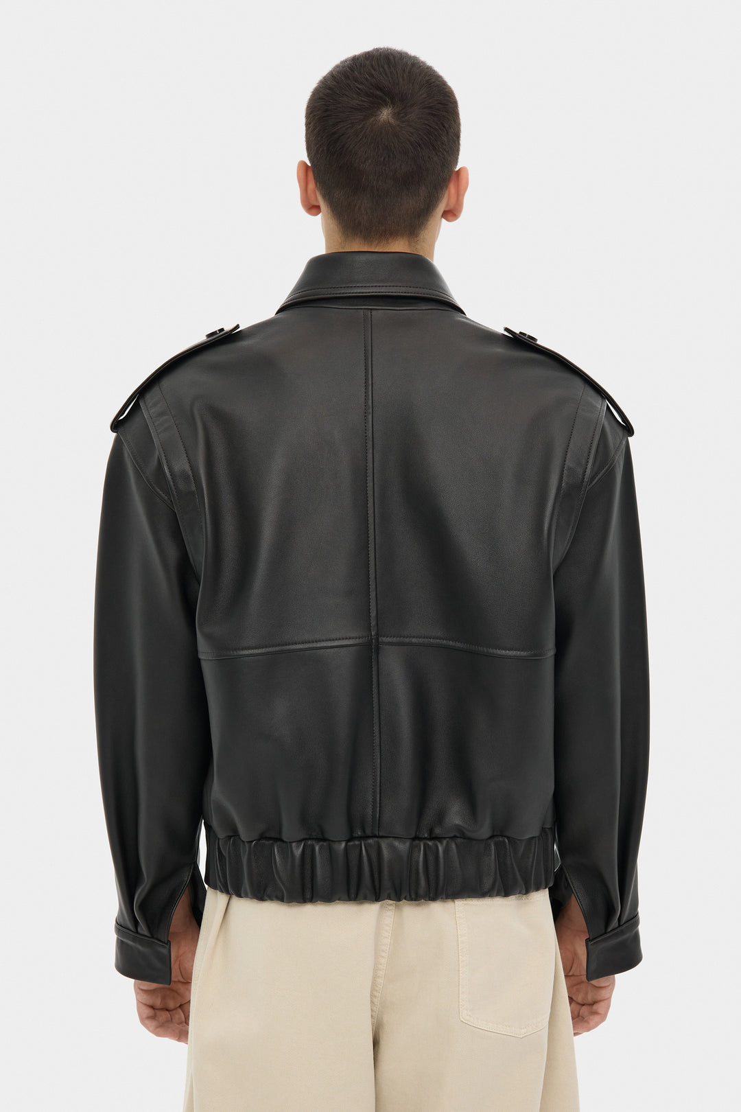 THOM LEATHER BOMBER JACKET IN DARK BROWN