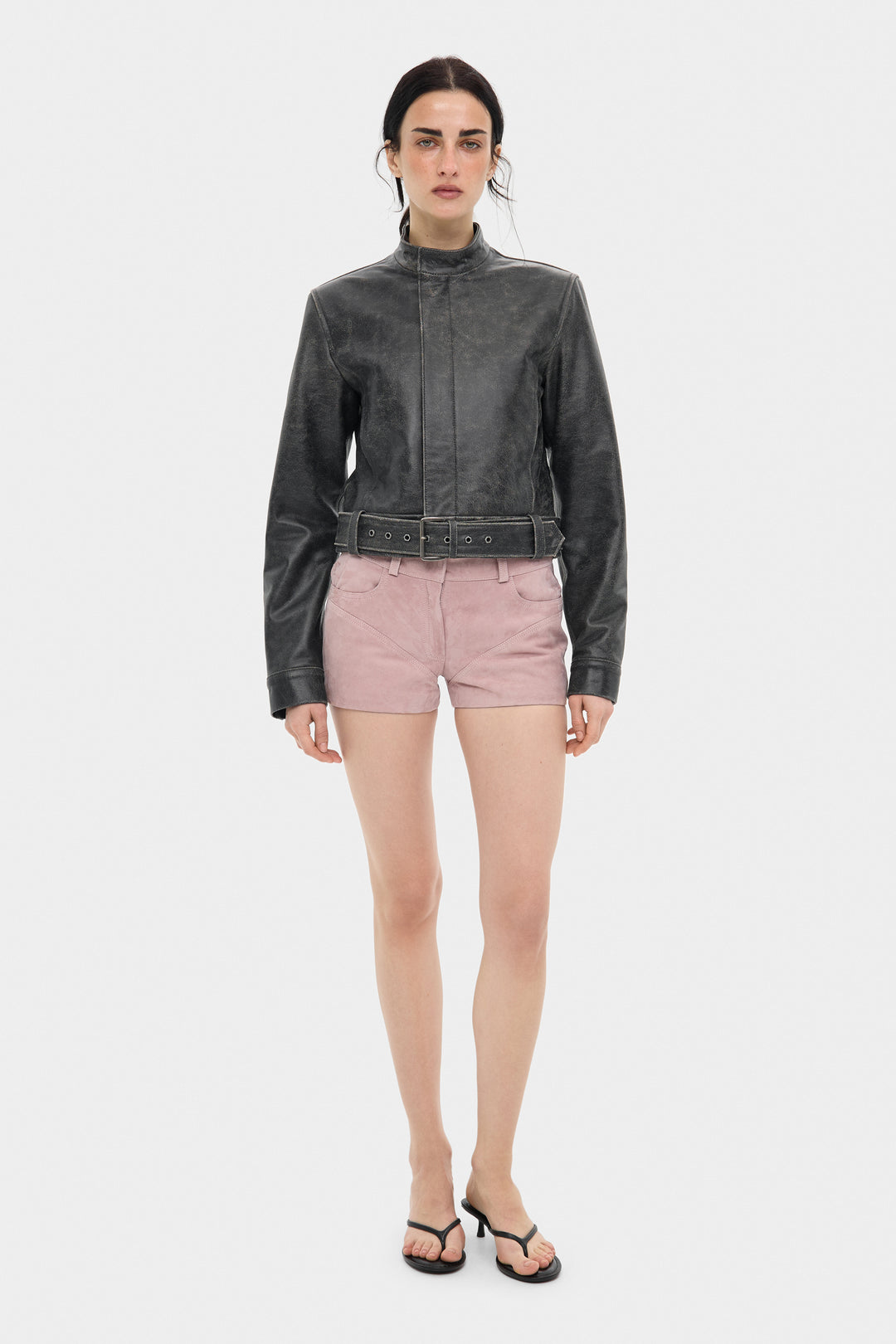 MILEY MINI SUEDE SHORTS IN DUST PINK