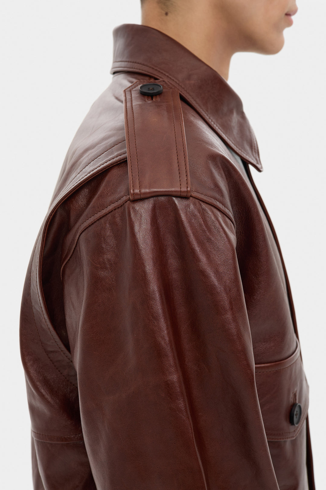 THOM LEATHER BOMBER JACKET IN RUSSET BROWN