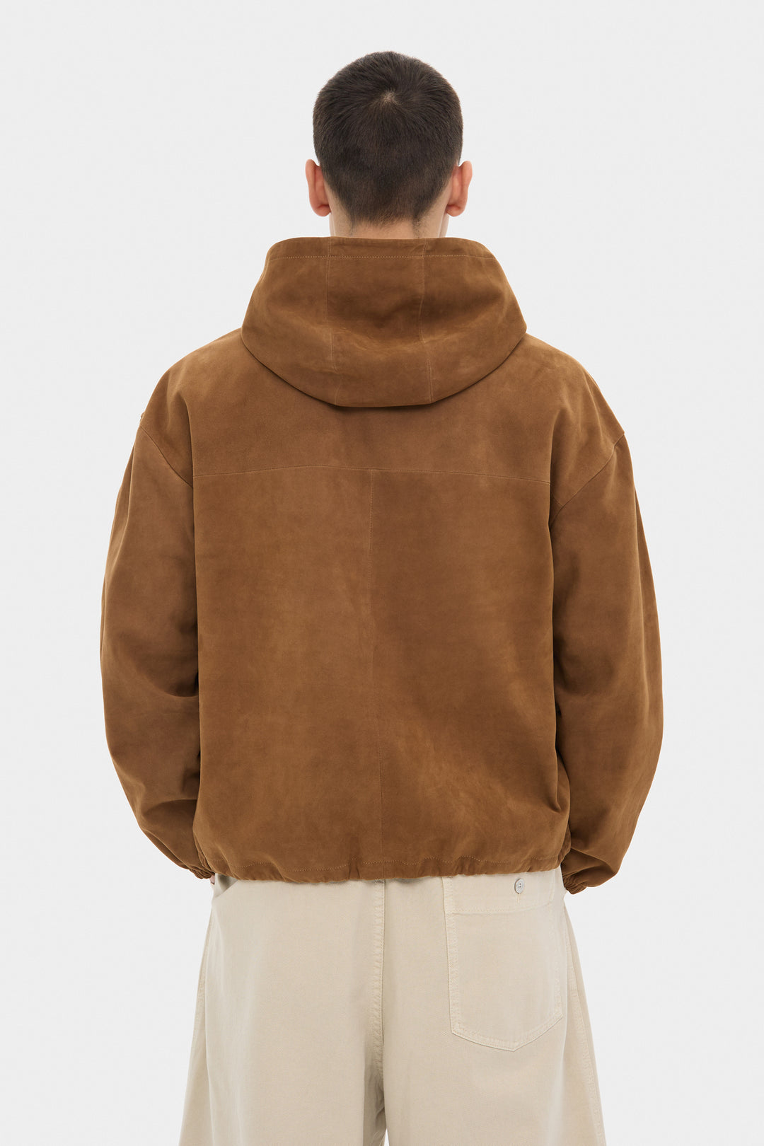 MARIO SUEDE HOODED JACKET IN TOBACCO