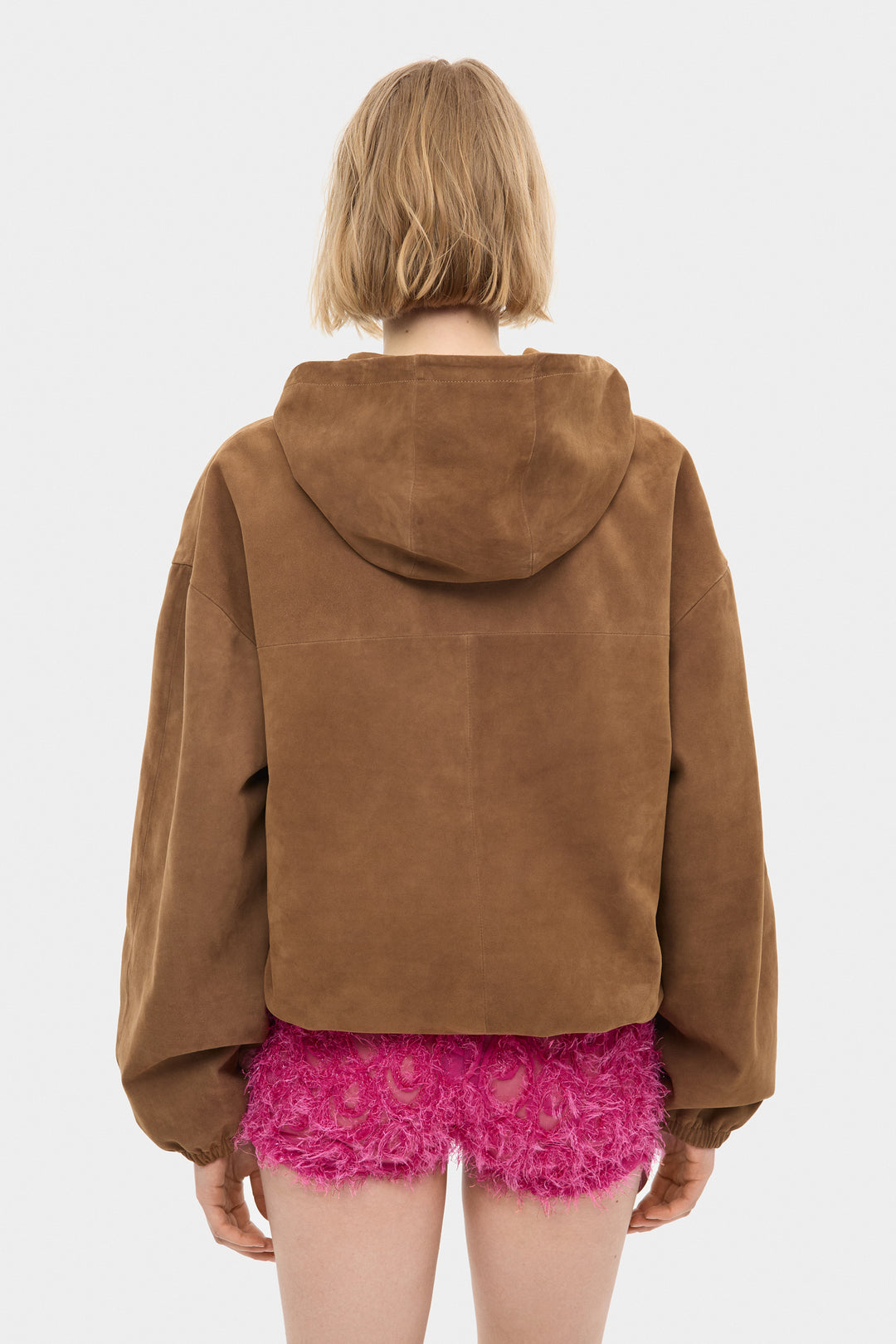 MARIO SUEDE HOODED JACKET IN TOBACCO