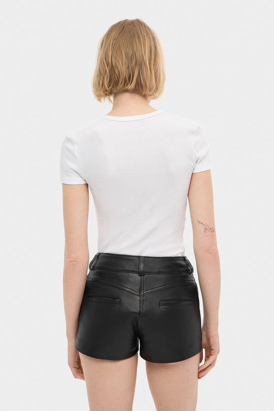 MILEY MINI LEATHER SHORTS IN BLACK