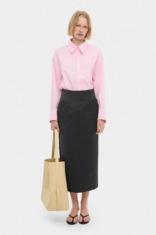 MARY MIDI SATIN SKIRT IN ANTHRACITE