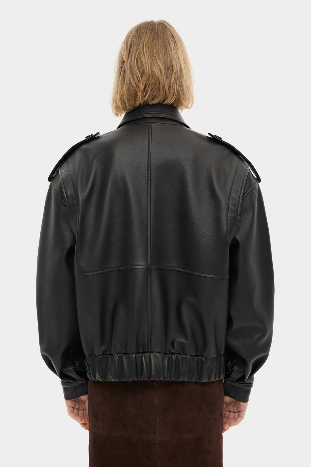 THOM LEATHER BOMBER JACKET IN DARK BROWN