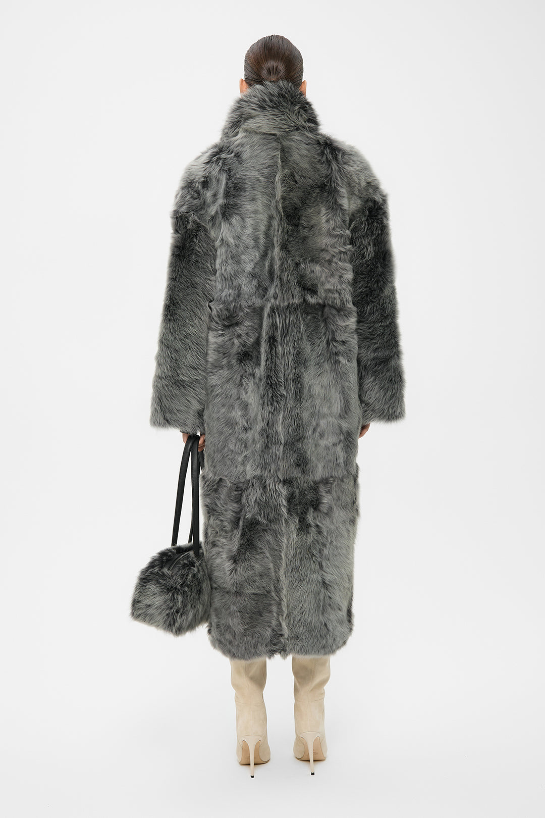 RAVEN TOSCANA SHEARLING COAT IN ASH NOIR