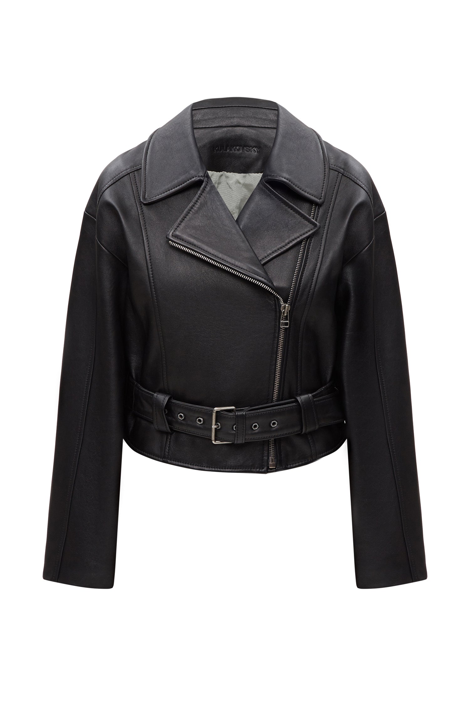 THICK LEATHER BIKER JACKET IN BLACK KULAKOVSKY