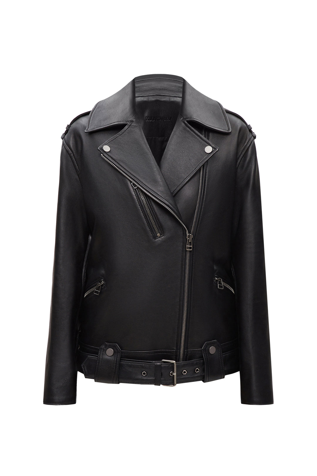 LEATHER JACKET-CAPE IN BLACK