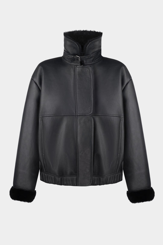 OVERSIZED MERINO BOMBER JACKET IN BLACK