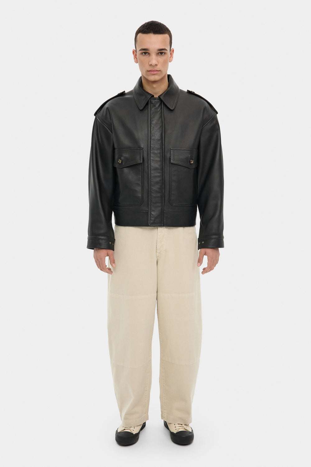 THOM LEATHER BOMBER JACKET IN DARK BROWN