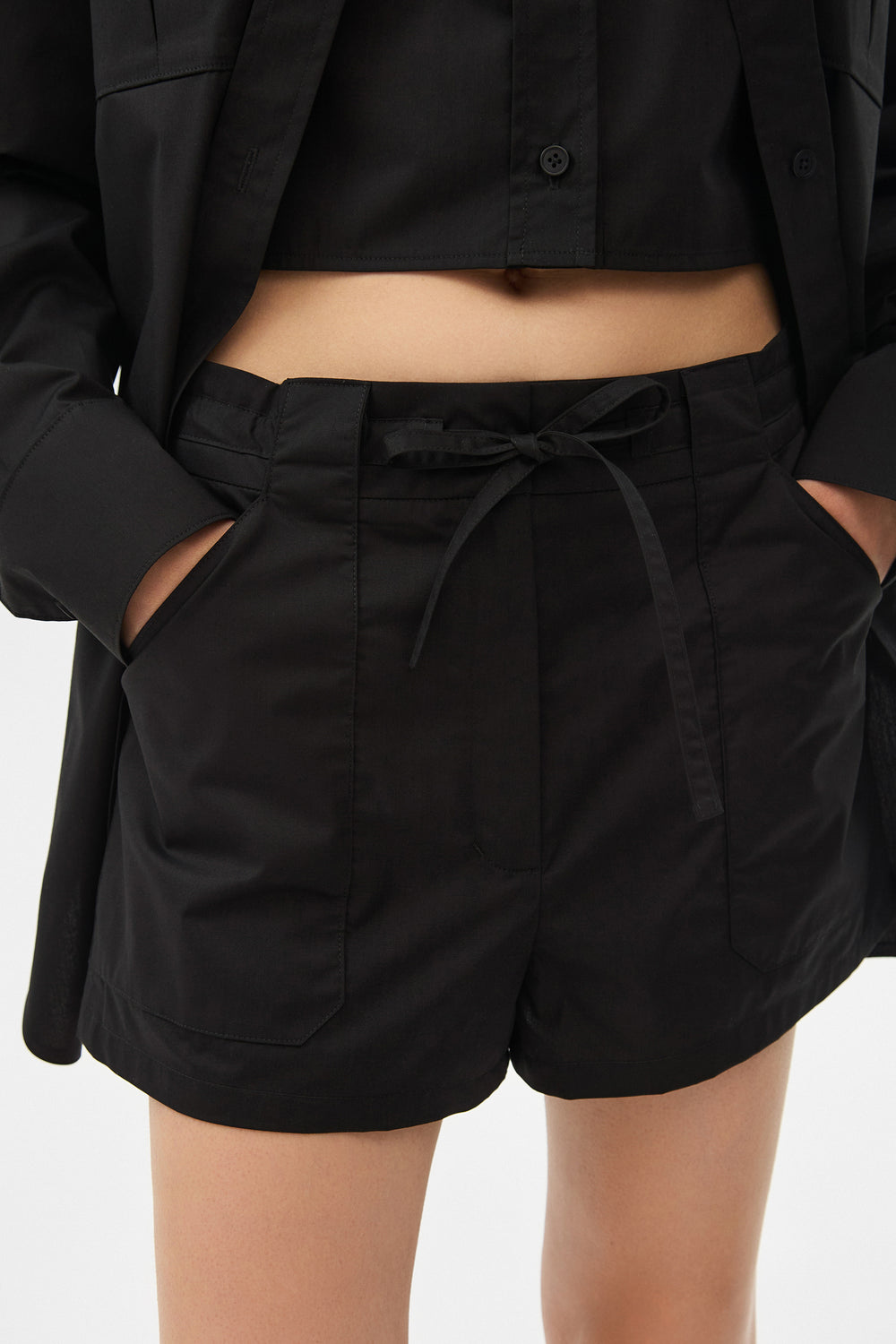 KIRA COTTON MINI SHORTS IN BLACK