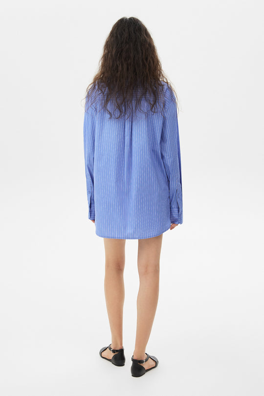 GANNA LAYERED COTTON SHIRT IN BLUE STRIPES