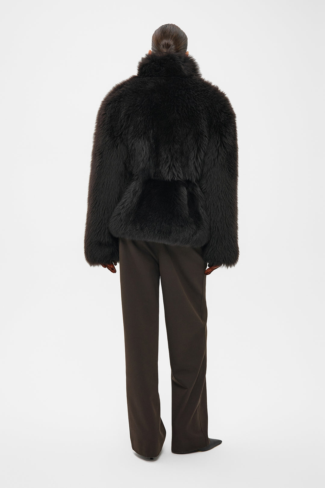 TEDDY VOLUMINOUS SHEARLING COAT IN CHOCOLATE BROWN