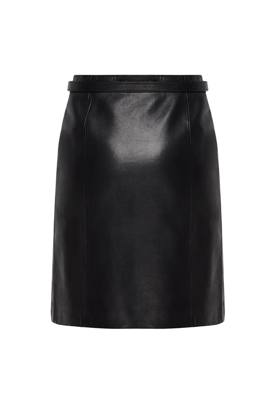 CLASSIC LEATHER SKIRT WITH SLIT