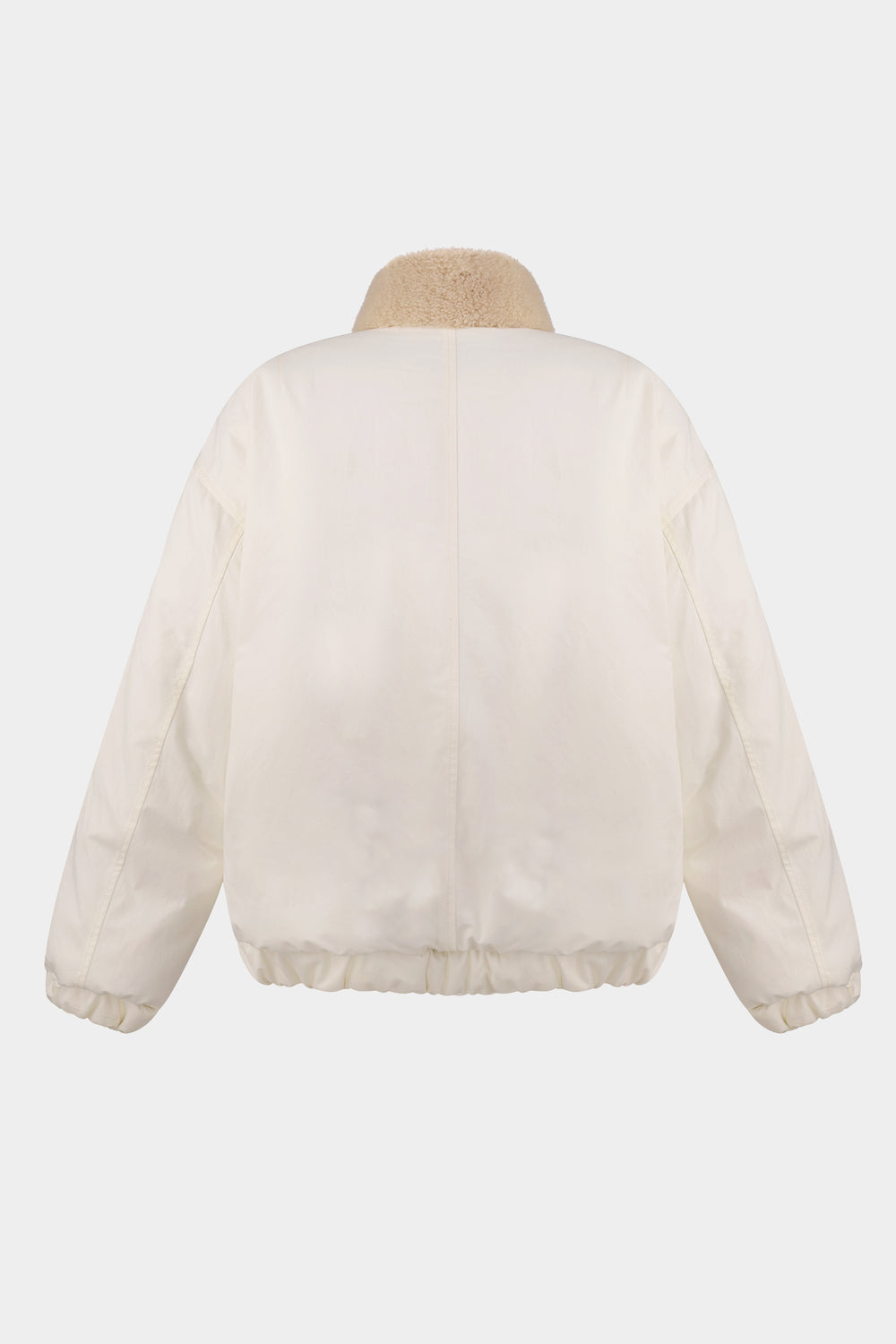 AARON PUFFER JACKET WITH SHEARLING COLLAR IN MILK