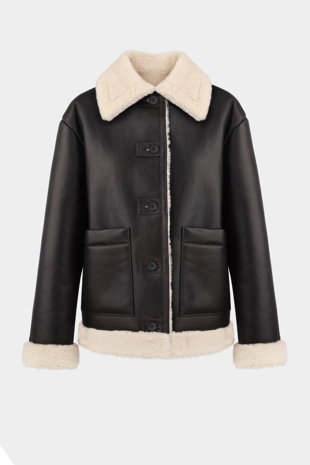 JENNA SHEARLING JACKET IN BLACK CHOCOLATE