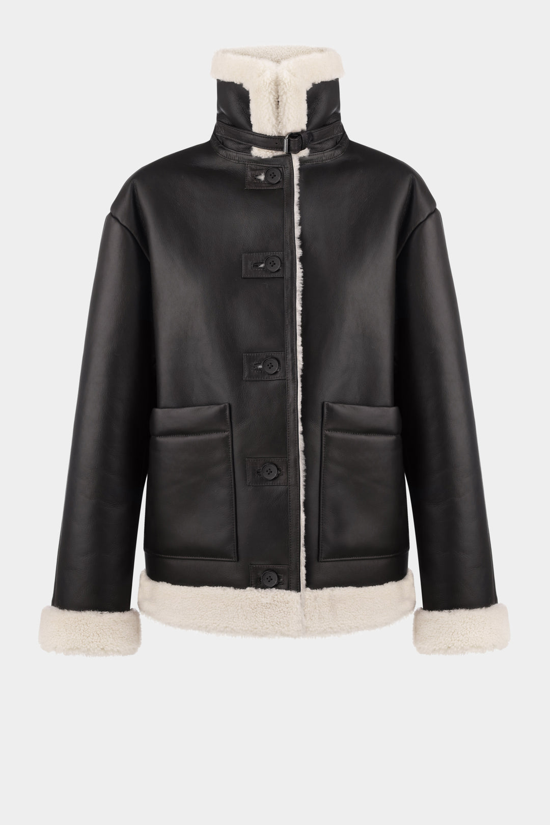 JENNA SHEARLING JACKET IN BLACK CHOCOLATE