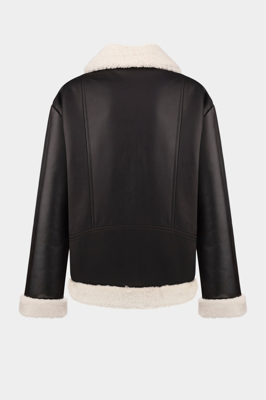 JENNA SHEARLING JACKET IN BLACK CHOCOLATE