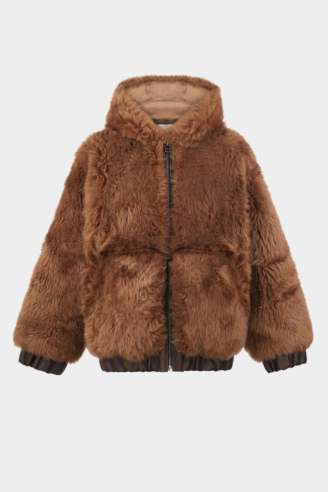 TEDDY VOLUMINOUS
 SHEARLING BOMBER JACKET IN CINNAMON