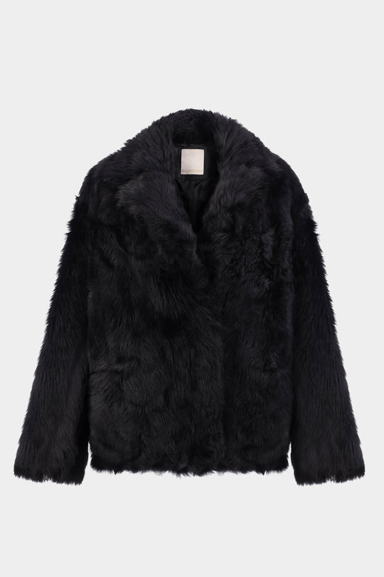 GABBY SHEARLING COAT IN OBSIDIAN BLACK