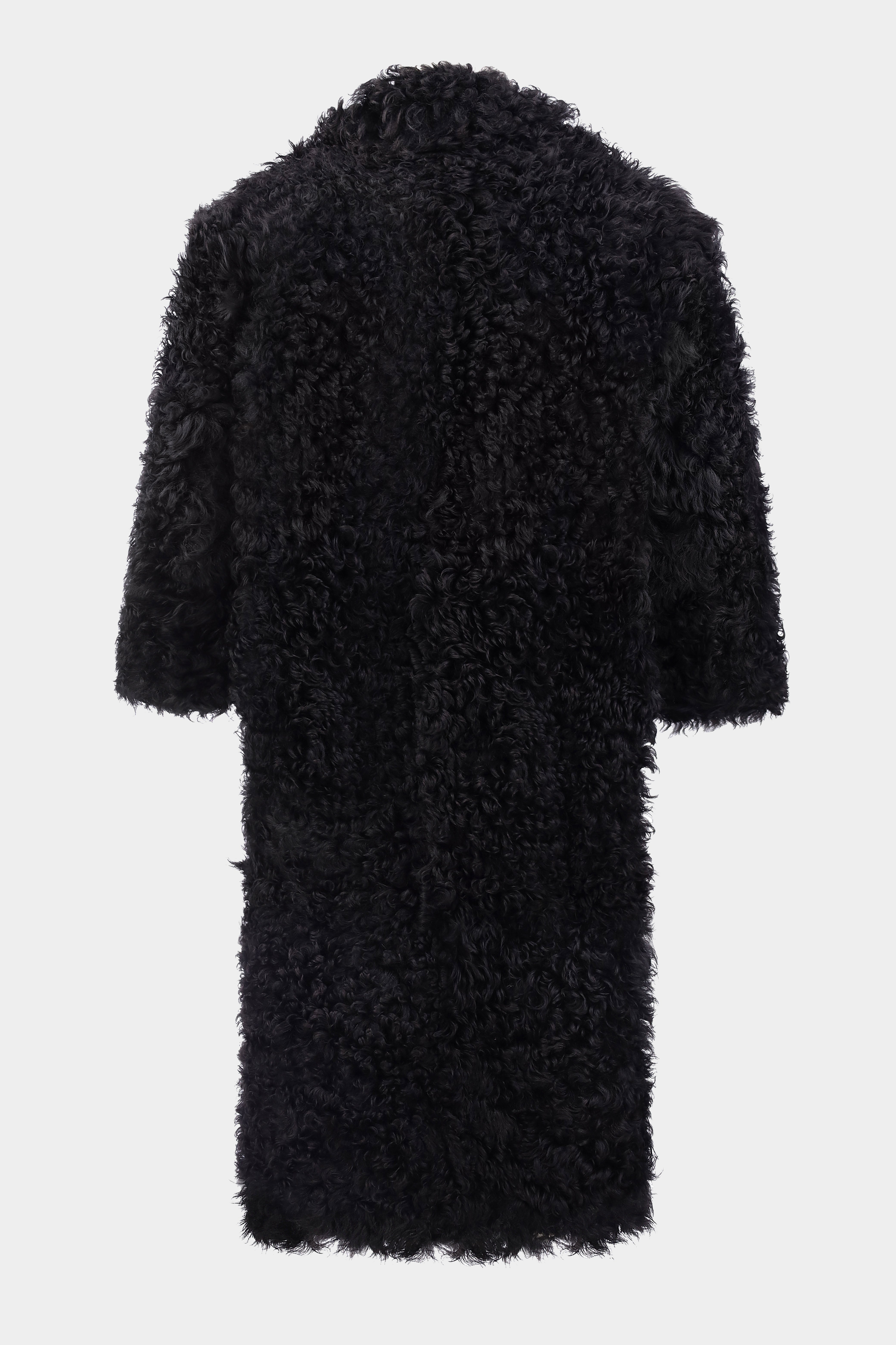 Samantha Shearling Coat With Wide Shoulders In Black (2320/1)