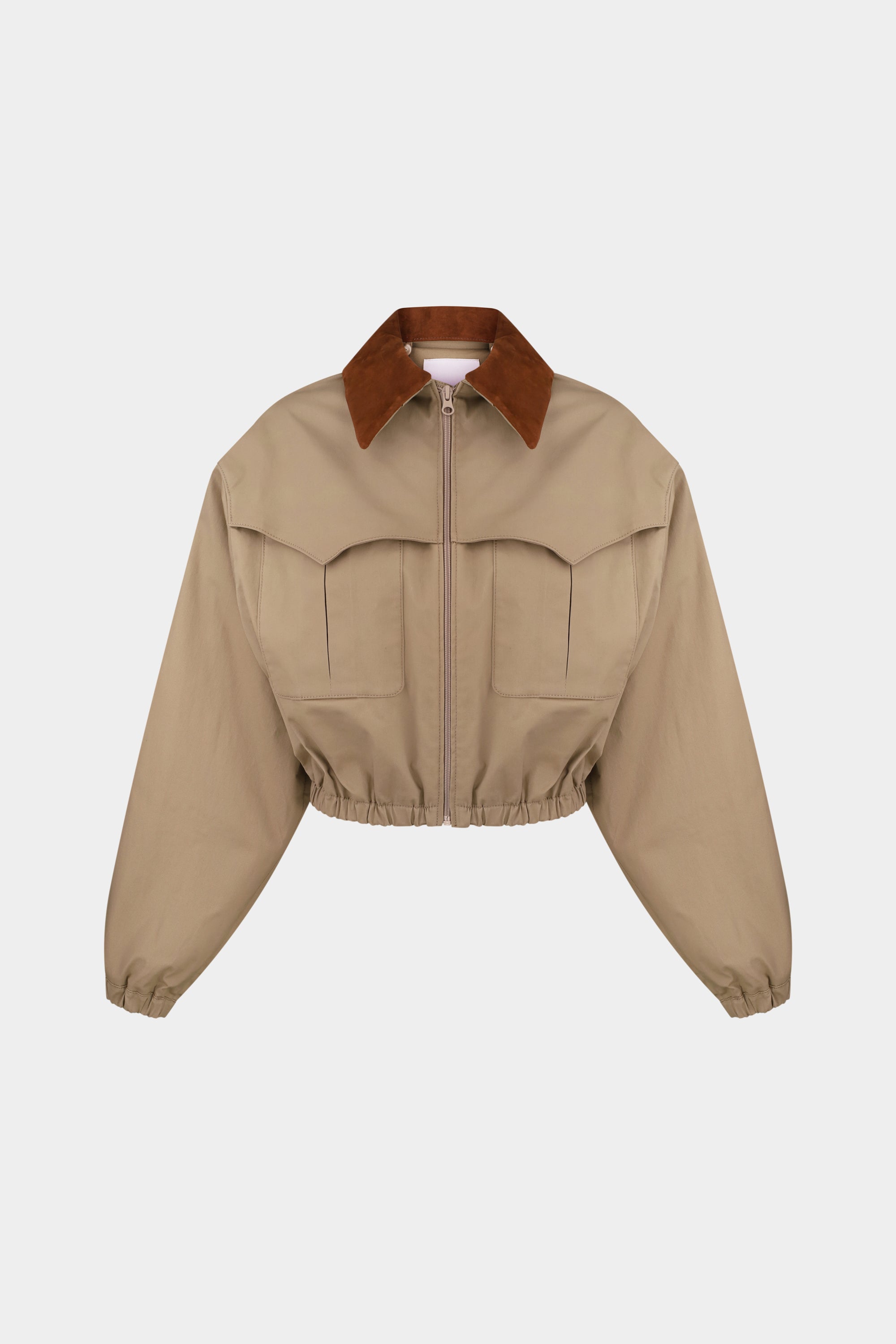 ADEL CROPPED COTTON BOMBER JACKET WITH REMOVABLE SUEDE