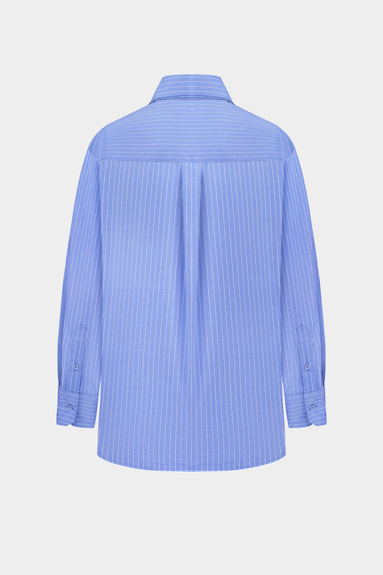 GANNA LAYERED COTTON SHIRT IN BLUE STRIPES