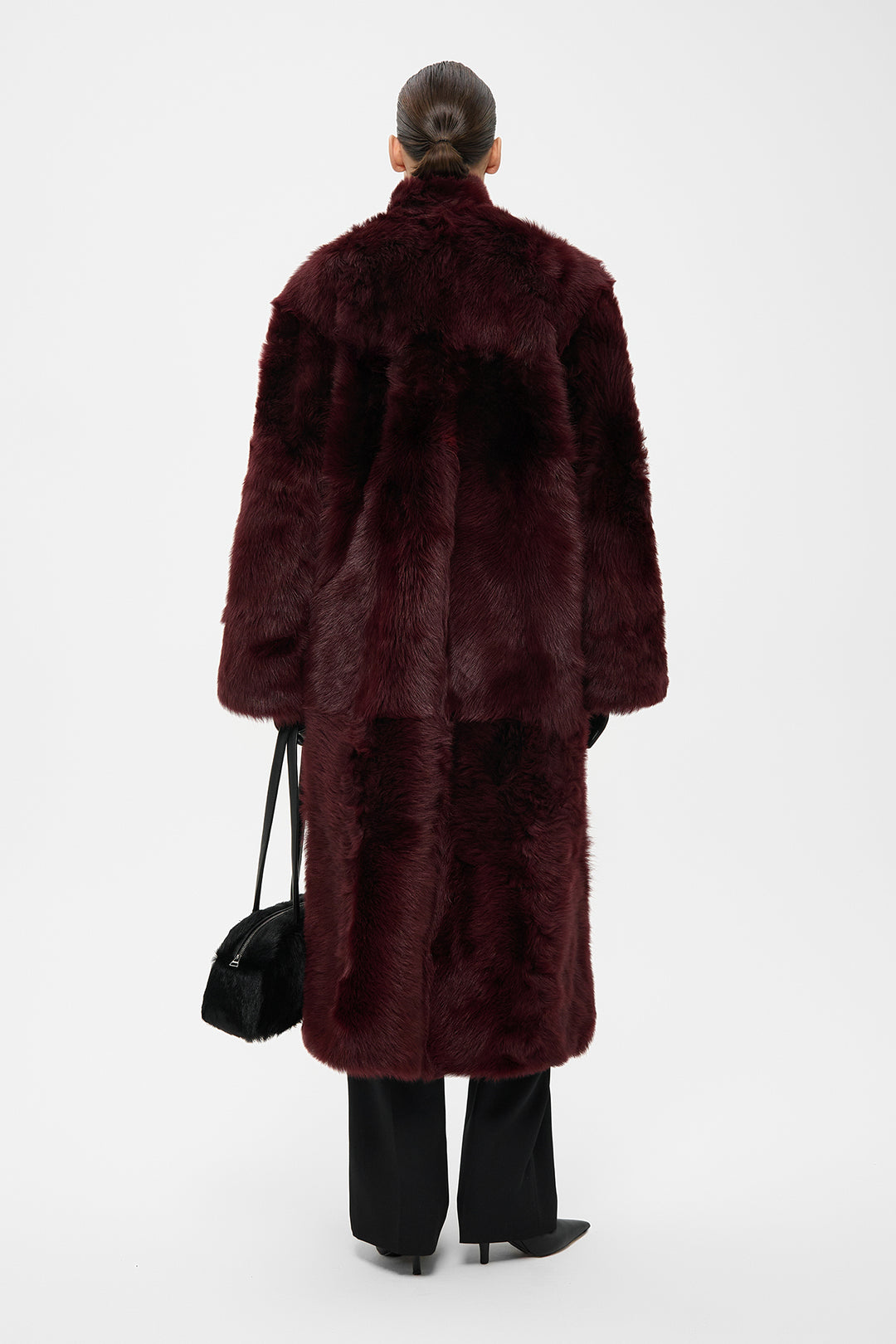 RIN TIGRADO SHEARLING COAT IN WINE RED