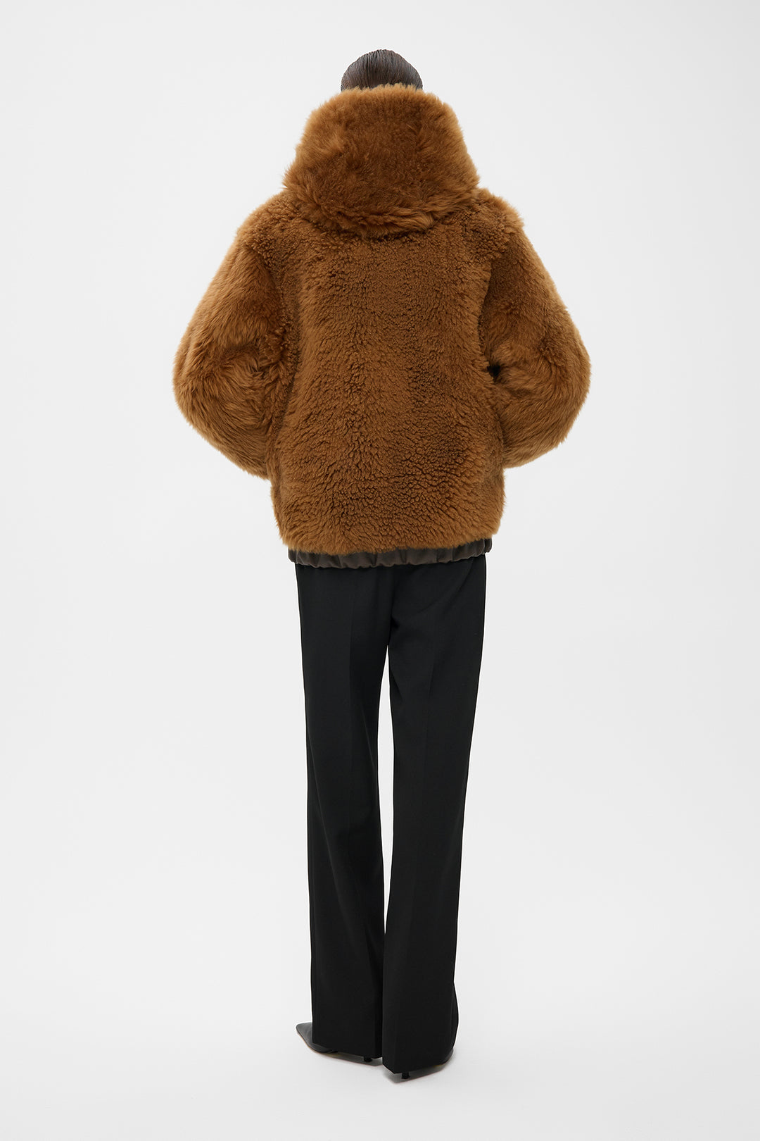 TEDDY VOLUMINOUS
  SHEARLING BOMBER JACKET IN CINNAMON