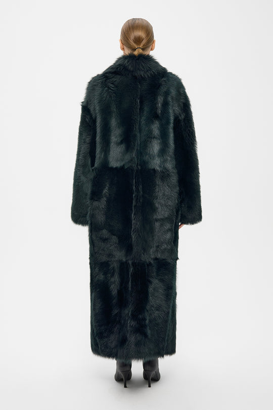 SIERRA TOSCANA SHEARLING COAT IN EMERALD GREEN