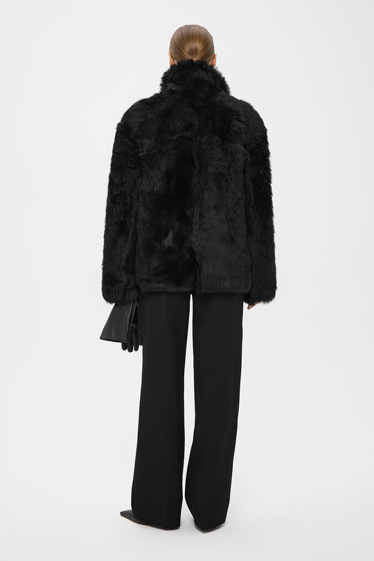 GABBY SHEARLING COAT IN OBSIDIAN BLACK