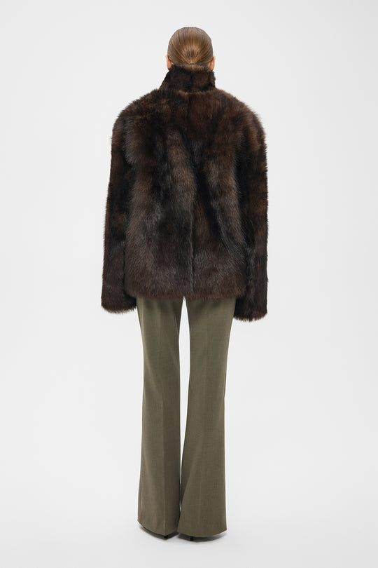 GABBY SHEARLING COAT IN DARK CHESTNUT