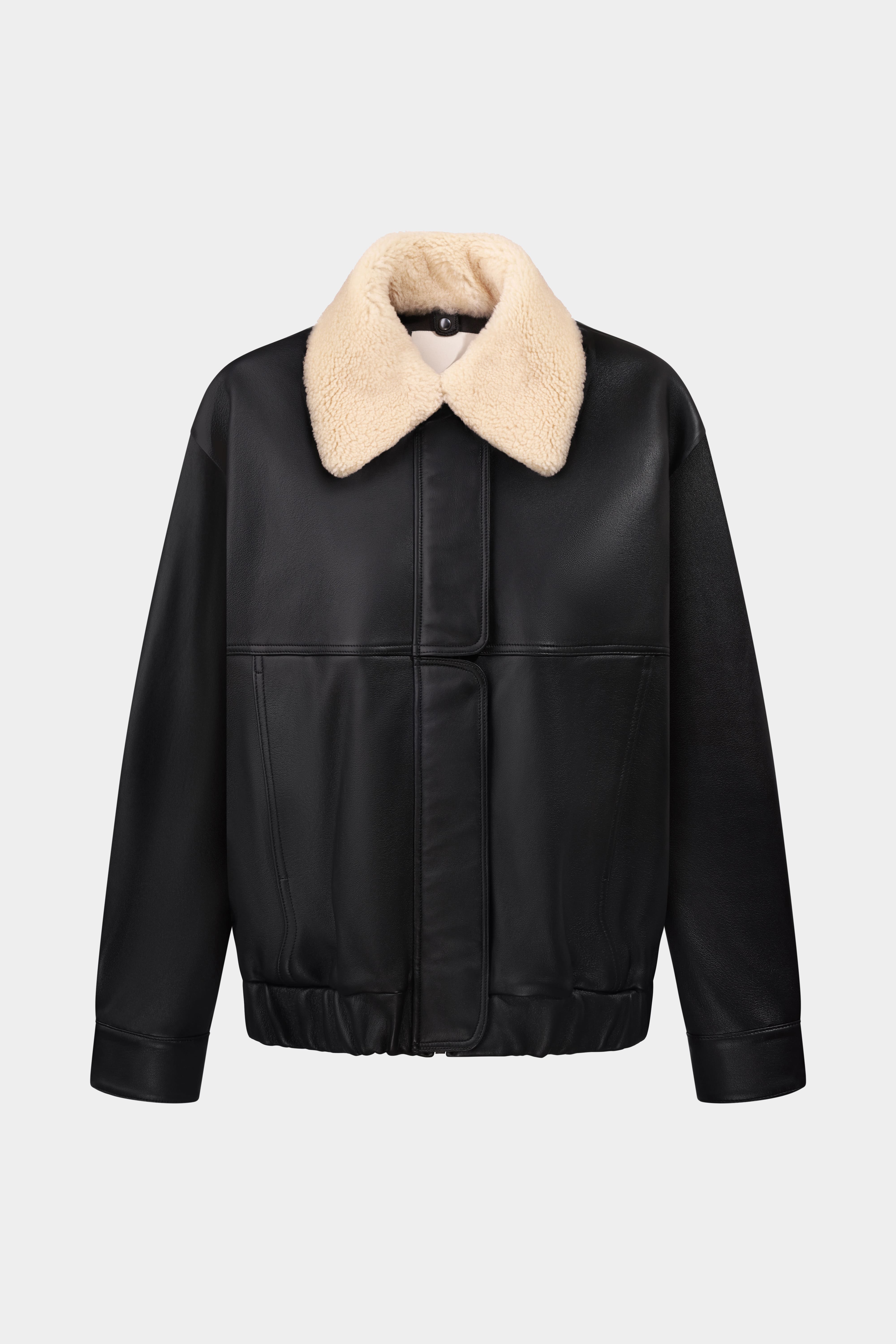 AFFECTION LEATHER BOMBER JACKET IN BLACK (1813/1)