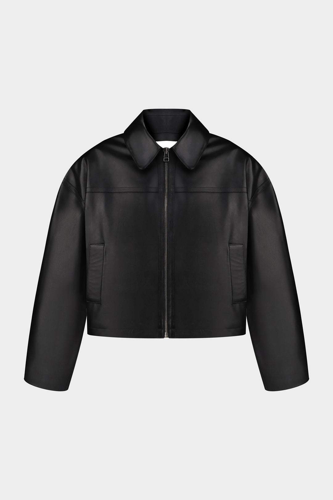 LUCA CROPPED LEATHER JACKET IN BLACK