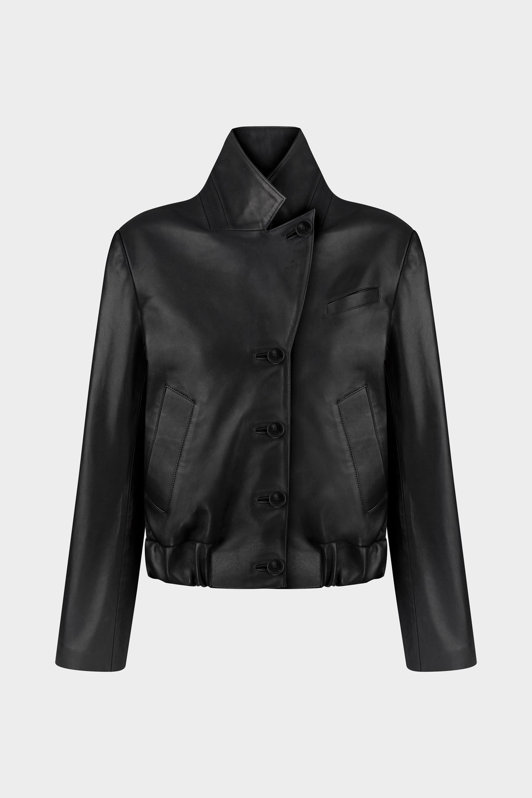 JEFFREY LEATHER BLAZER BOMBER JACKET IN BLACK