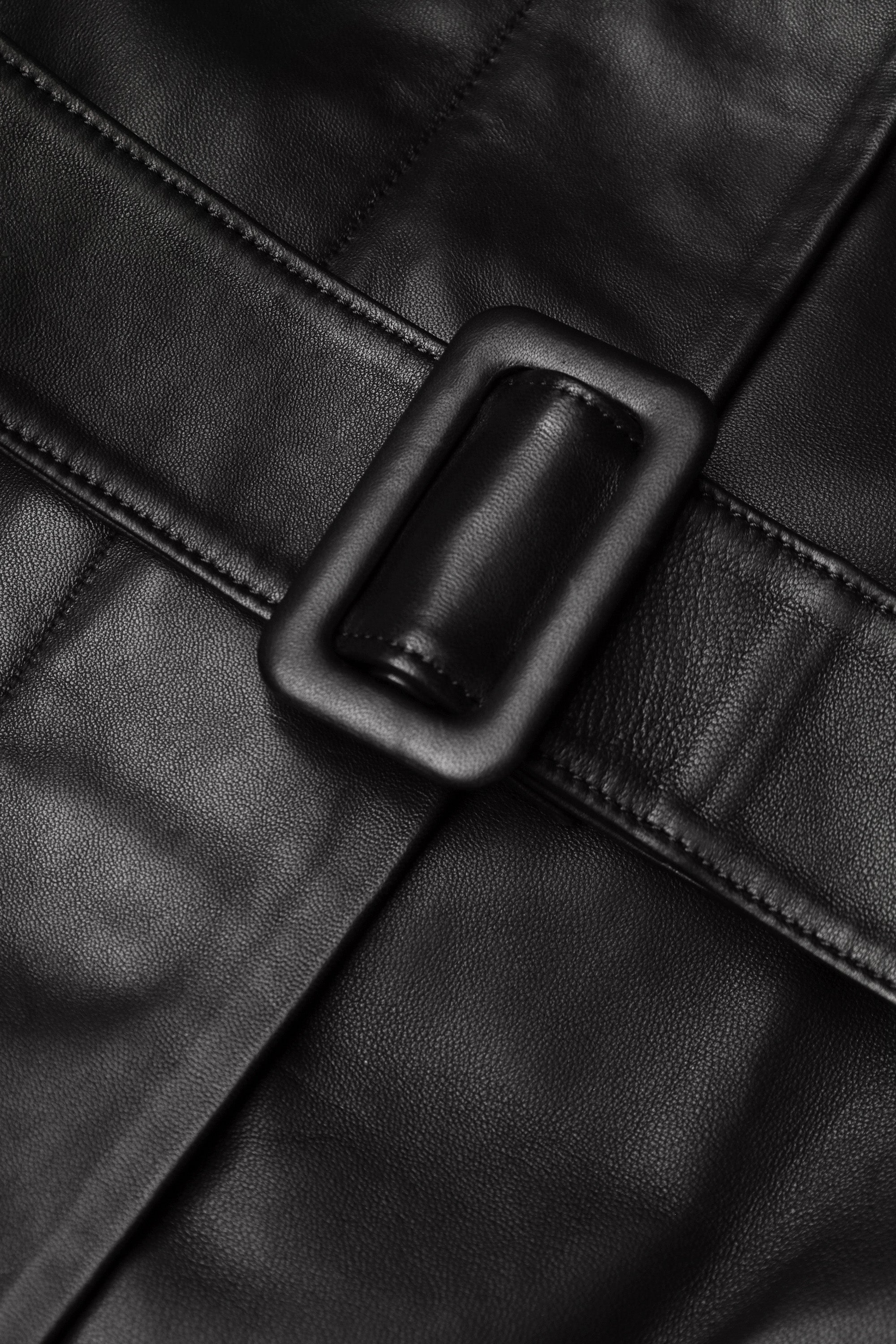 DETERMINATION LEATHER COAT IN BLACK (2215/1)
