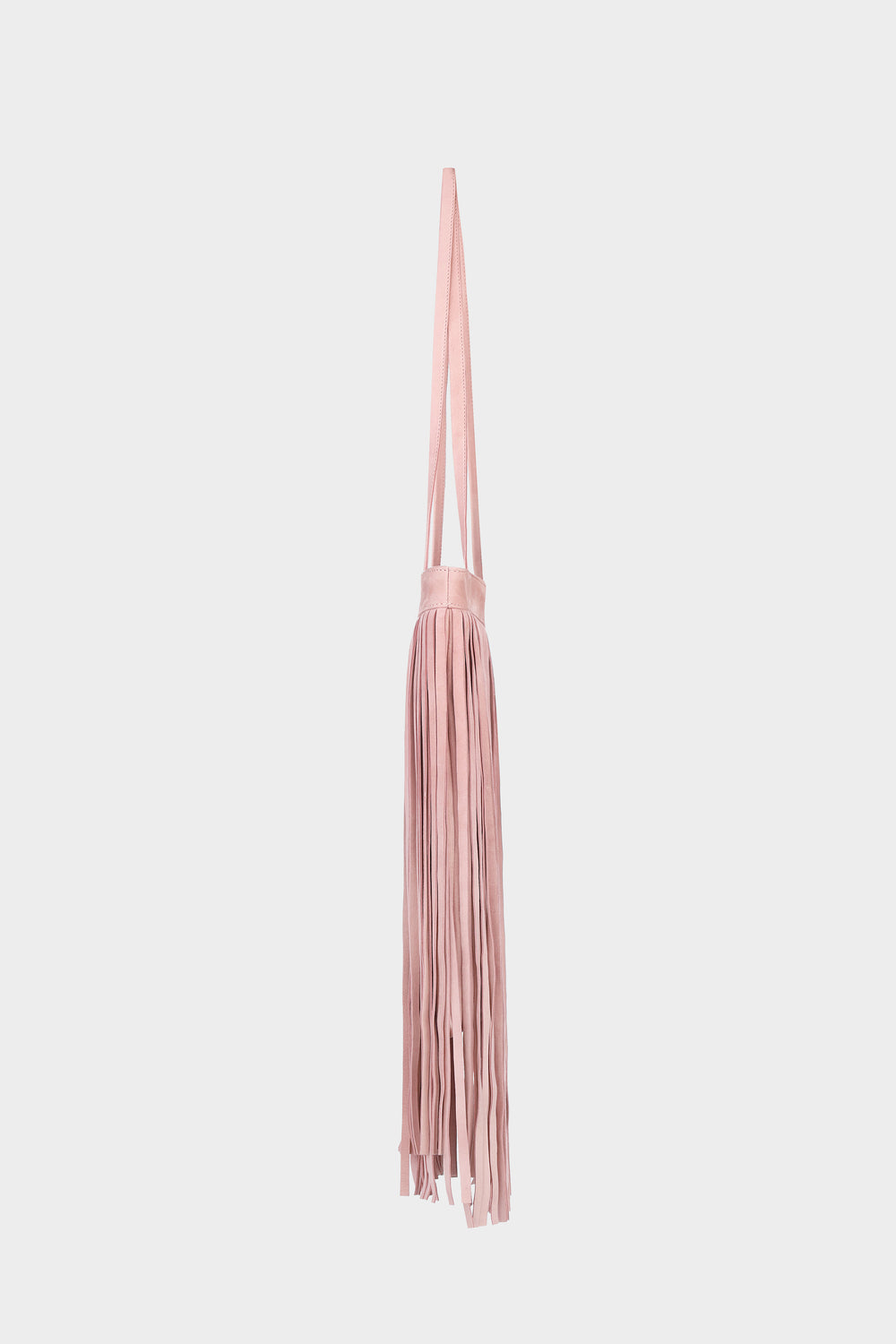 FANNIE FRINGED LEATHER BAG IN DUST PINK