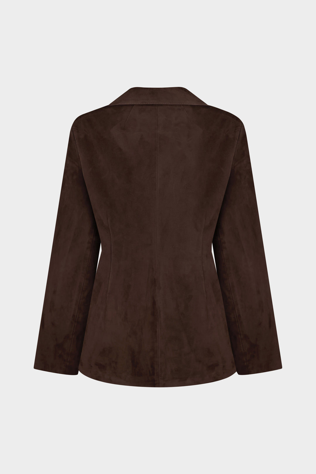 GIA SILHOUETTED SUEDE BLAZER JACKET IN WALNUT BROWN