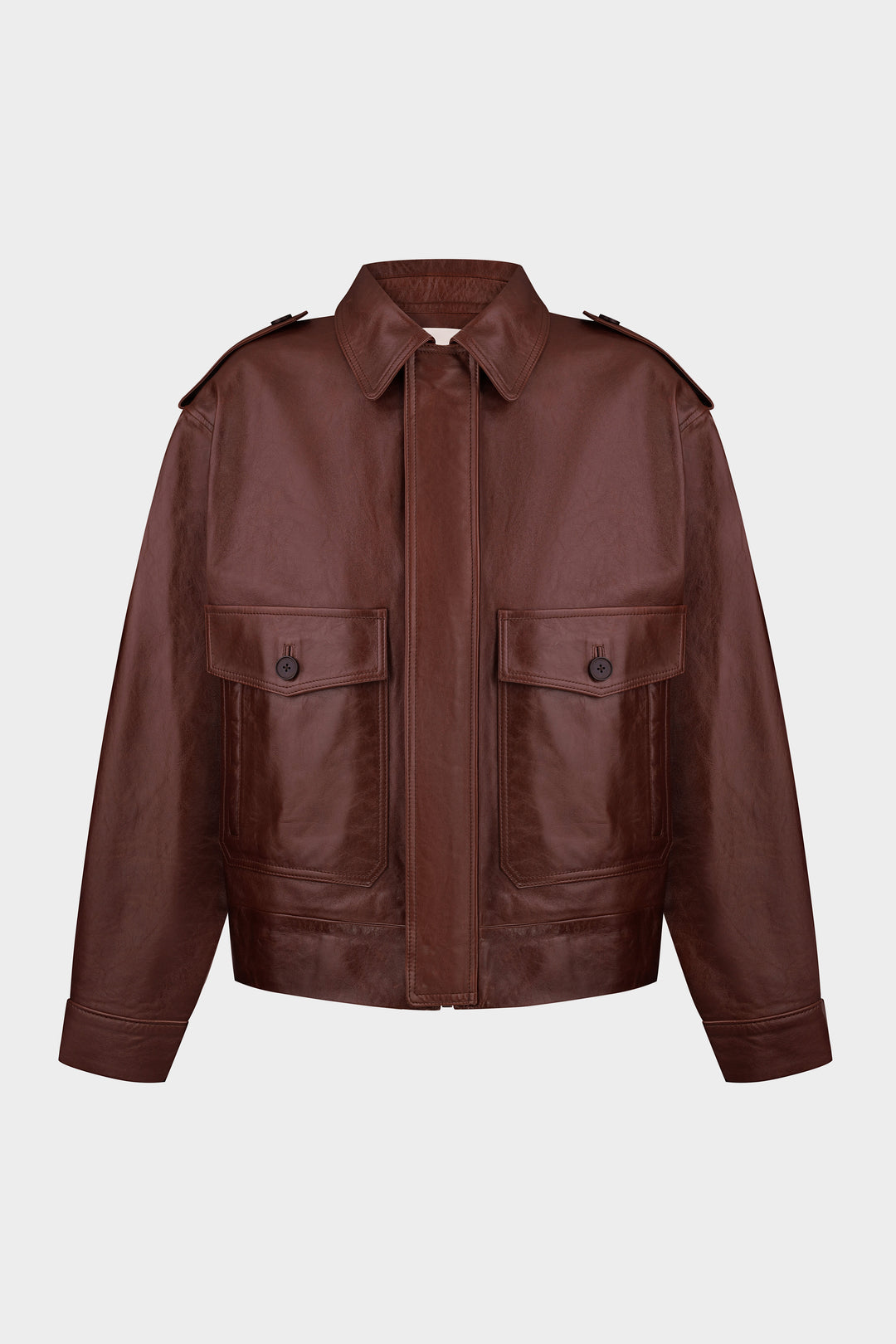 THOM LEATHER BOMBER JACKET IN RUSSET BROWN