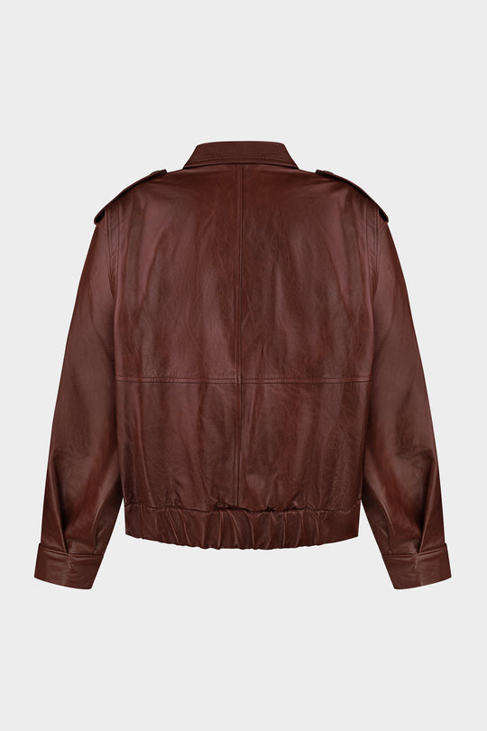 THOM LEATHER BOMBER JACKET IN RUSSET BROWN