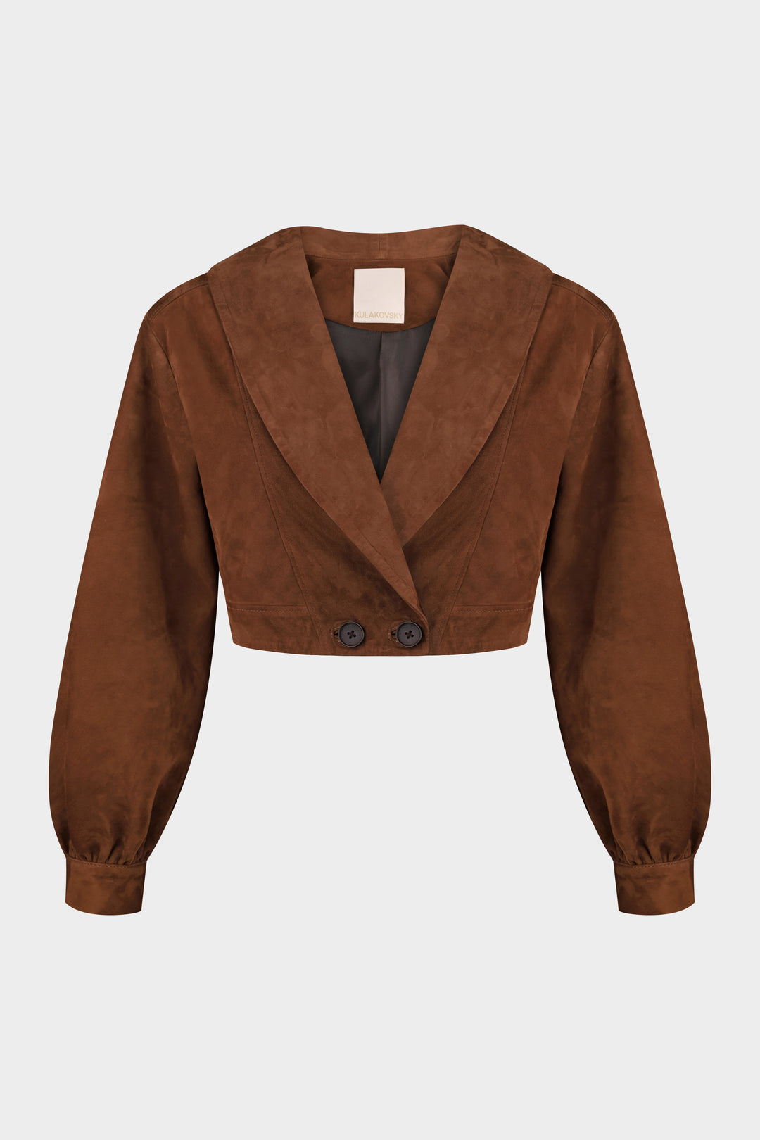 LORIE CROPPED SUEDE JACKET IN WHISKEY BROWN