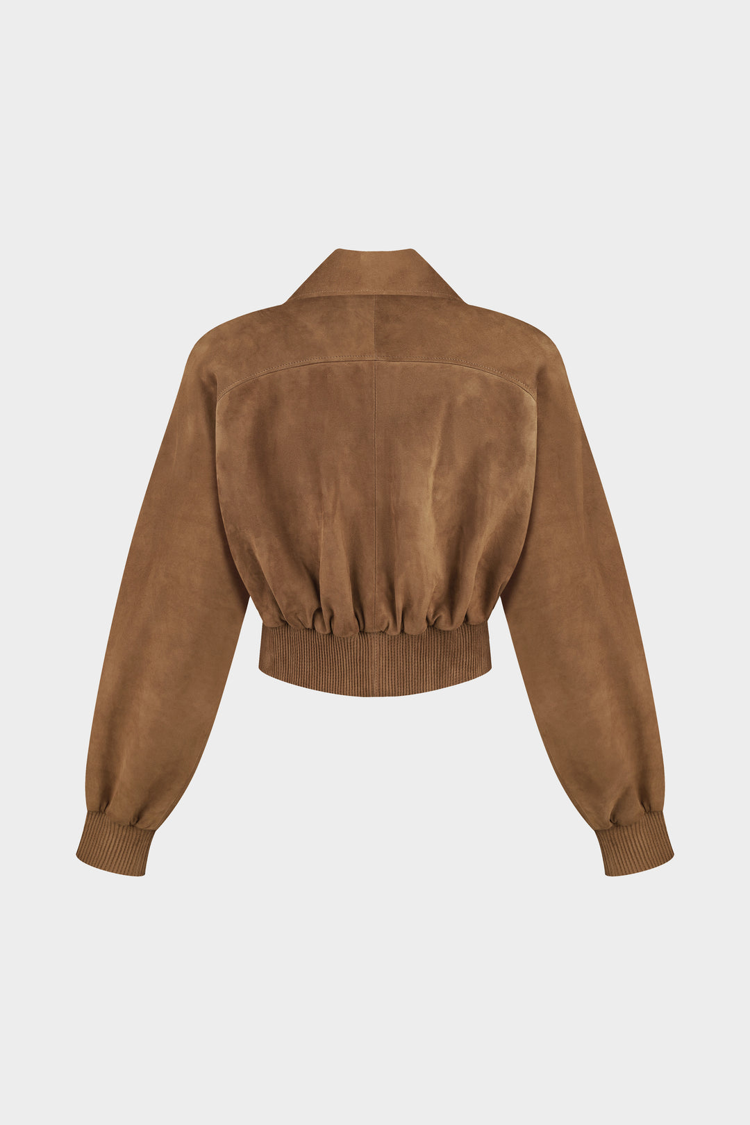 JENNIFER CROPPED SUEDE BOMBER JACKET IN TOBACCO