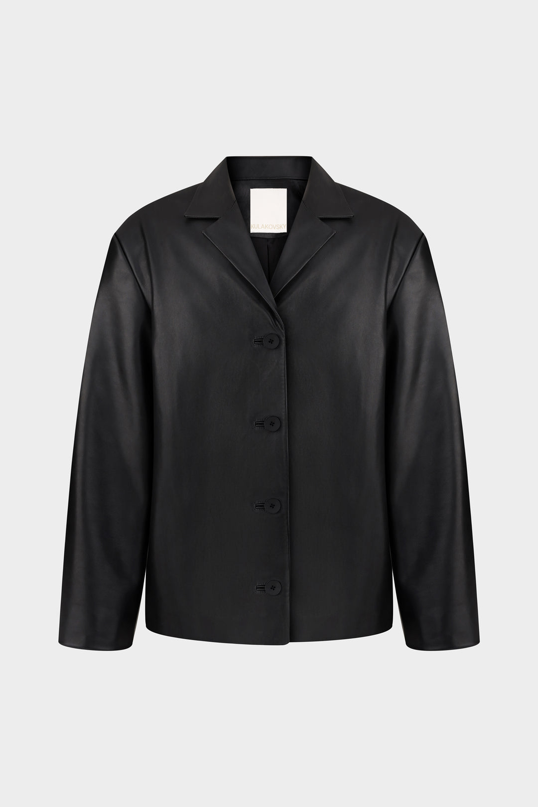 KEITH PLAIN LEATHER BLAZER JACKET IN BLACK