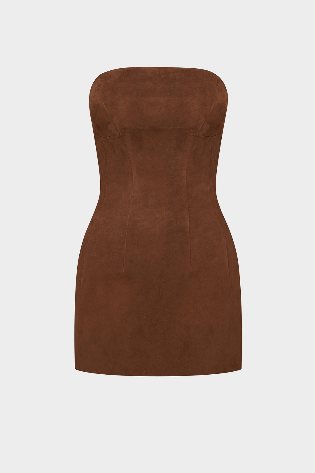 DESIREE SUEDE COCKTAIL MINI DRESS IN WHISKEY BROWN