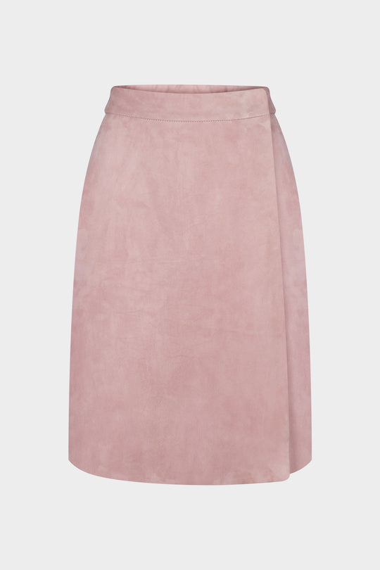 KATHRYN KNEE-LENGTH SUEDE SKIRT IN DUST PINK