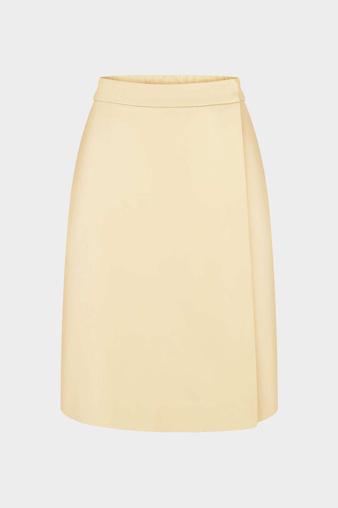 KATHRYN KNEE-LENGTH LEATHER SKIRT IN PALE BANANA