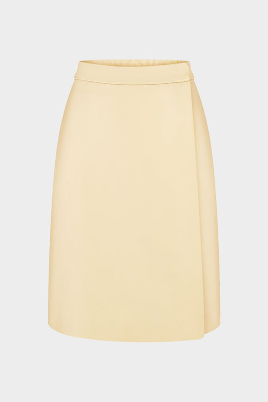 KATHRYN KNEE-LENGTH LEATHER SKIRT IN PALE BANANA