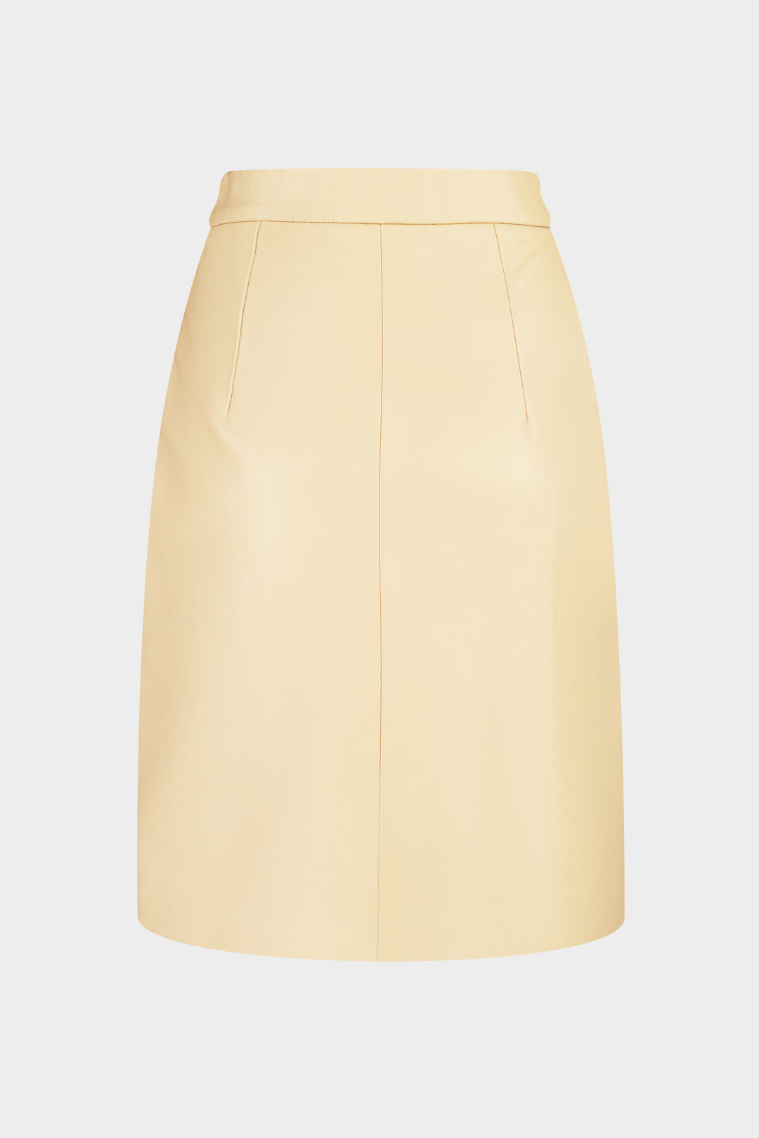 KATHRYN KNEE-LENGTH LEATHER SKIRT IN PALE BANANA